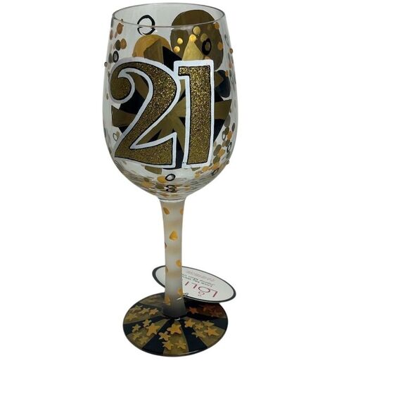 Lolita "21 & Having Fun" Hand-Painted Wine Glass 15 oz Birthday Gift - Picture 8 of 13